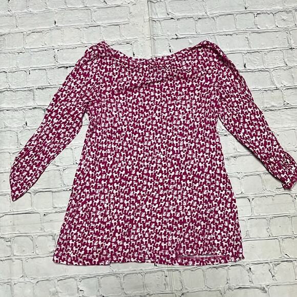 Anthropologie Postmark Poodle Cat Pet Print Top Blouse S - Picture 4 of 4